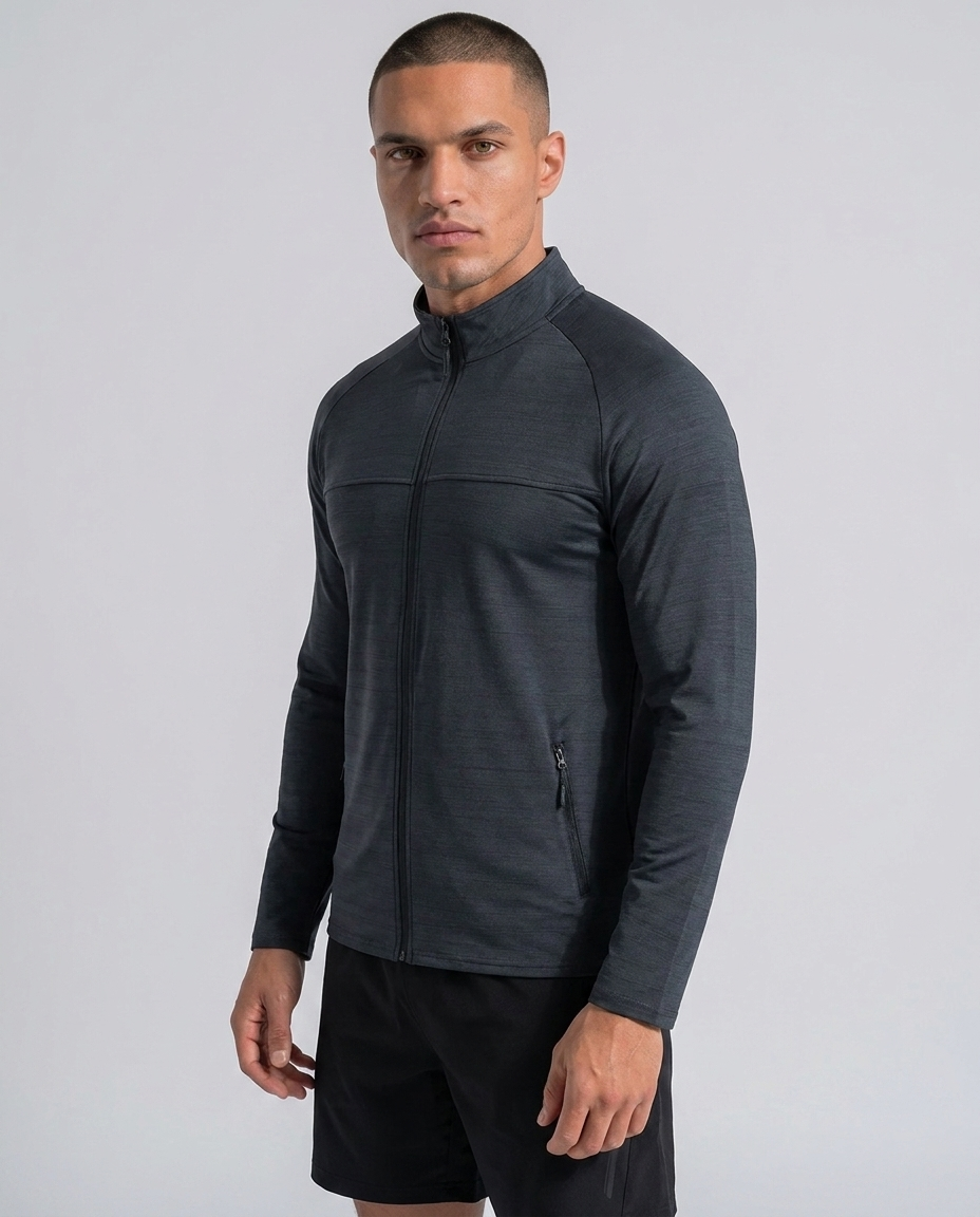 Muscle Fit Trainingsjacke mit durchgehendem Reißverschluss