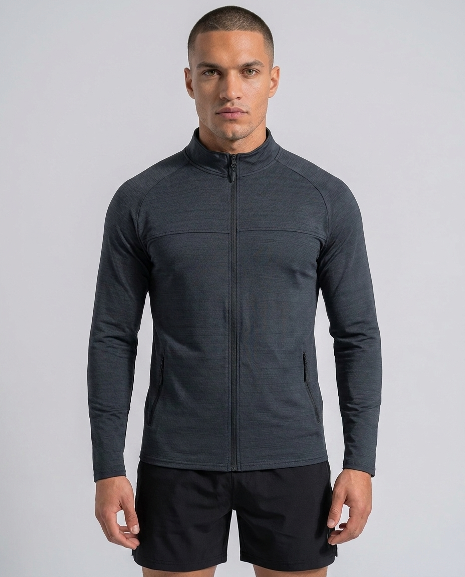 Chaqueta atlética ajustada con cremallera completa