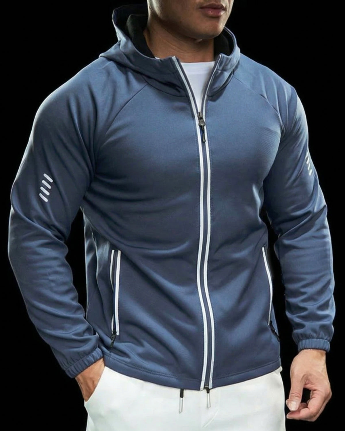 Giacca con cappuccio in soft shell in pile resistente al vento-thumbmail-4