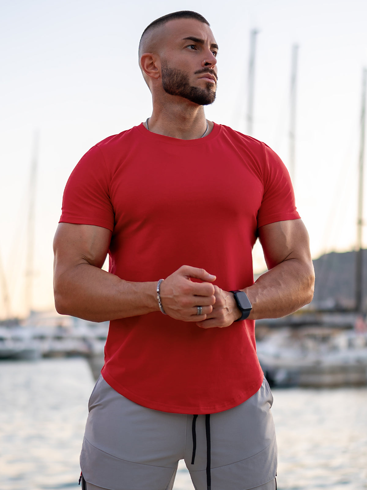 5-Pack Kore Curved Hem T-shirt Muscle Fit Crew Neck - Ahaselected