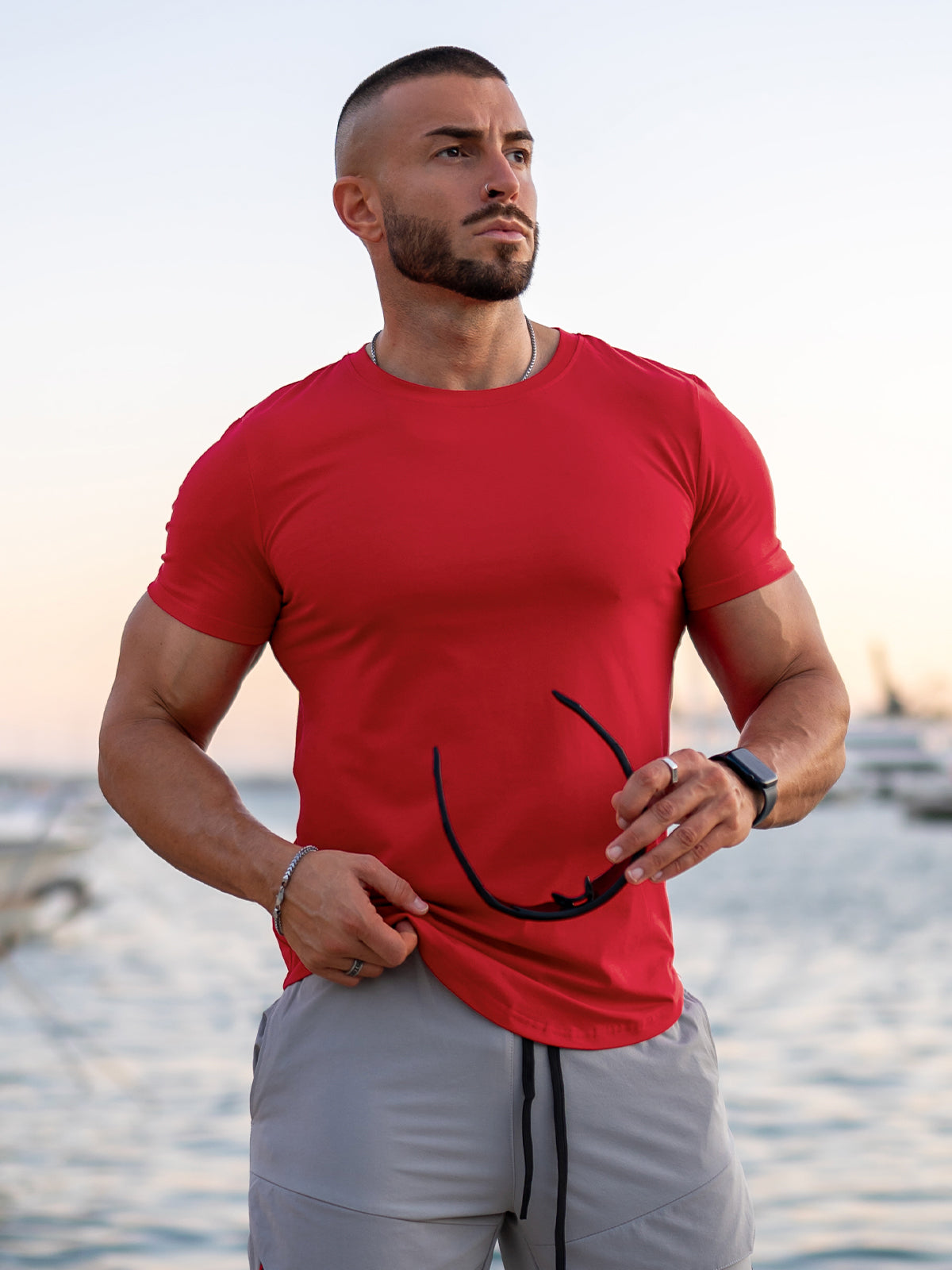 5-Pack Kore Curved Hem T-shirt Muscle Fit Crew Neck - Ahaselected