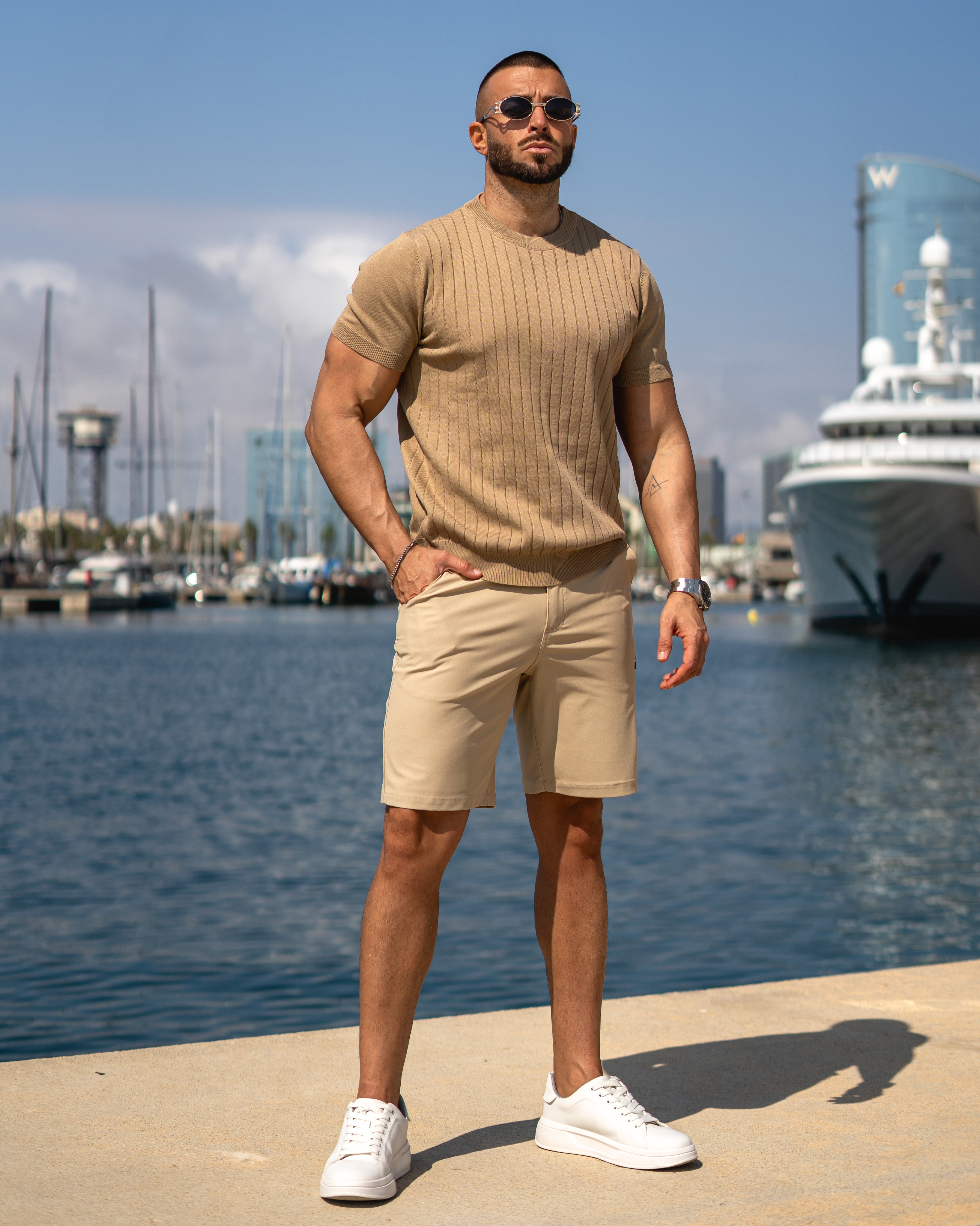 Ribbed Crew Neck Knit T Shirt New - Ahaselected
