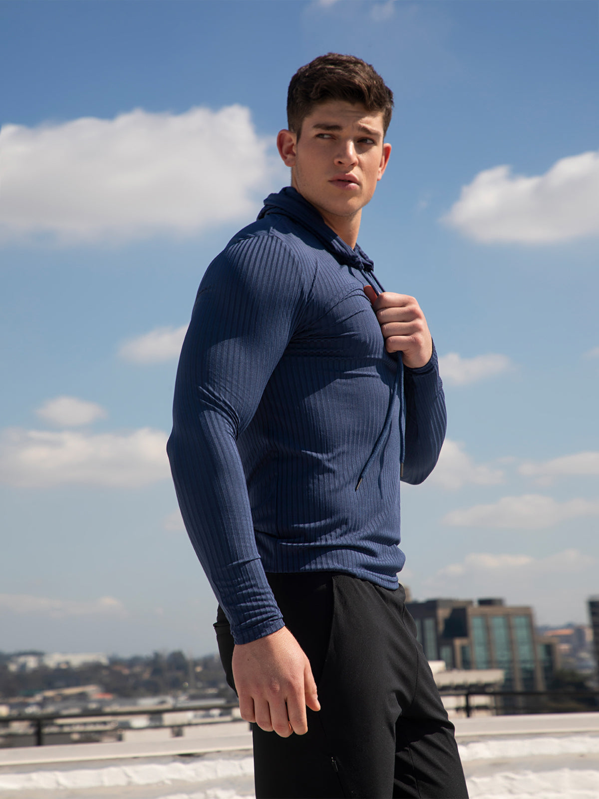 Stretch Rib Jersey Baselayer Hoodie New - Ahaselected