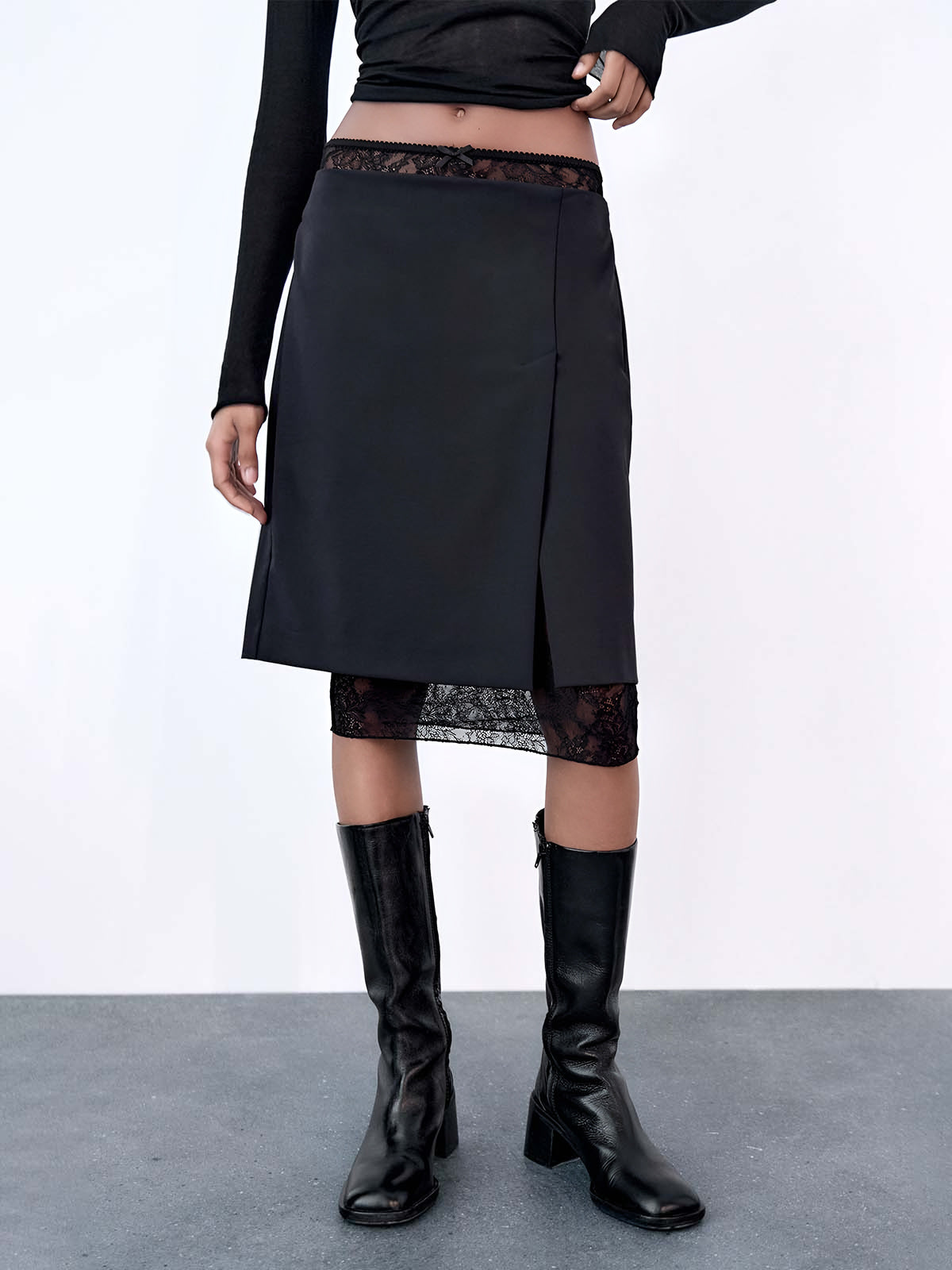 Lace Trimmed Pencil Skirt