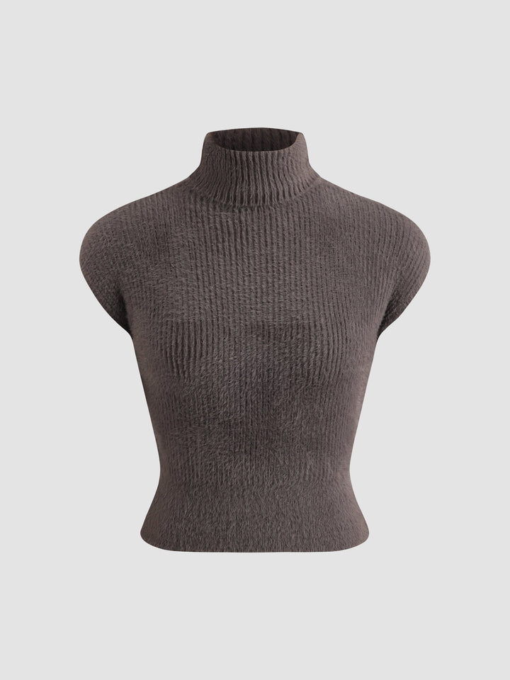 Sleeveless Turtleneck Sweater Top