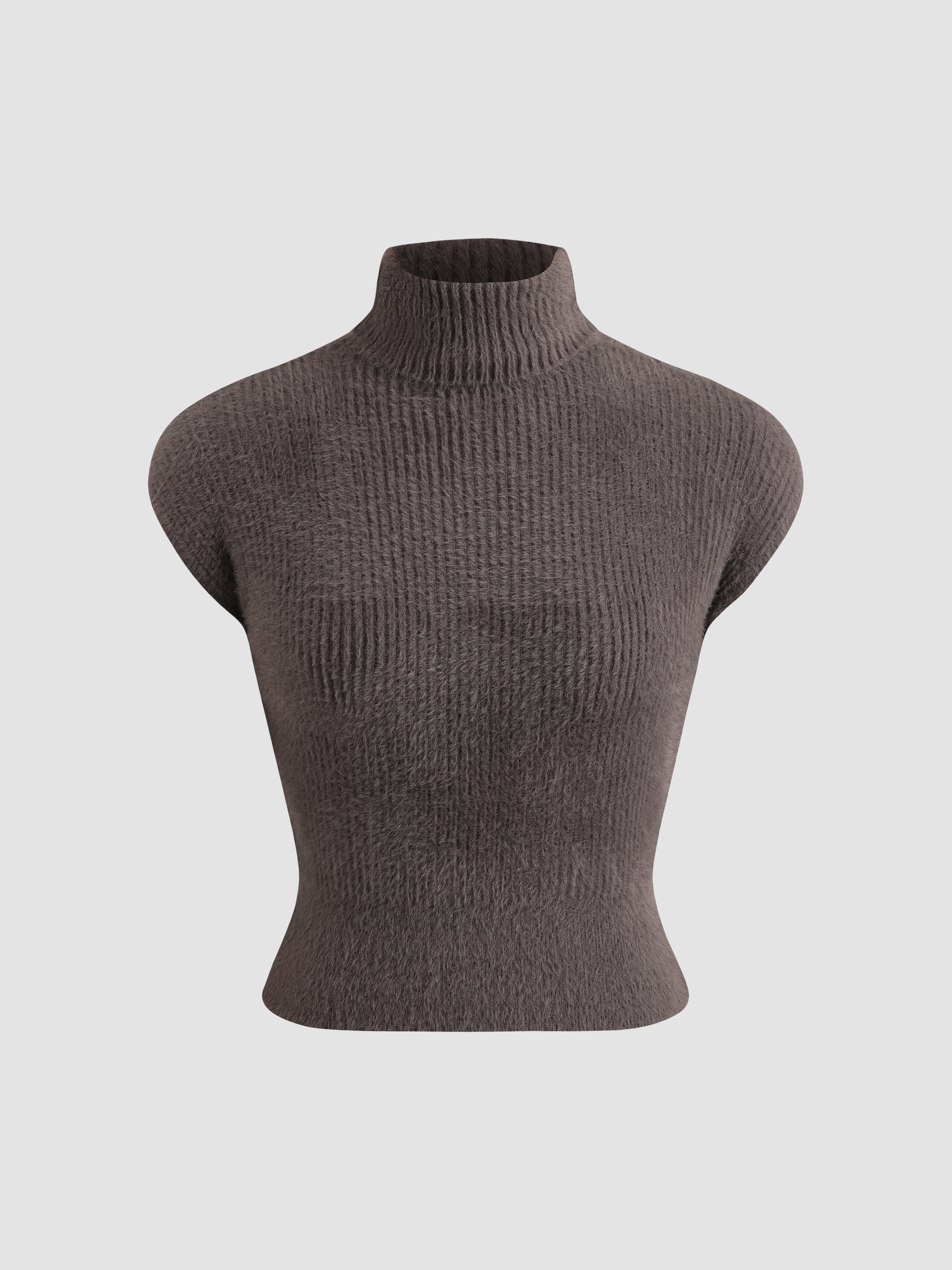 Sleeveless Turtleneck Sweater Top - Ahaselected