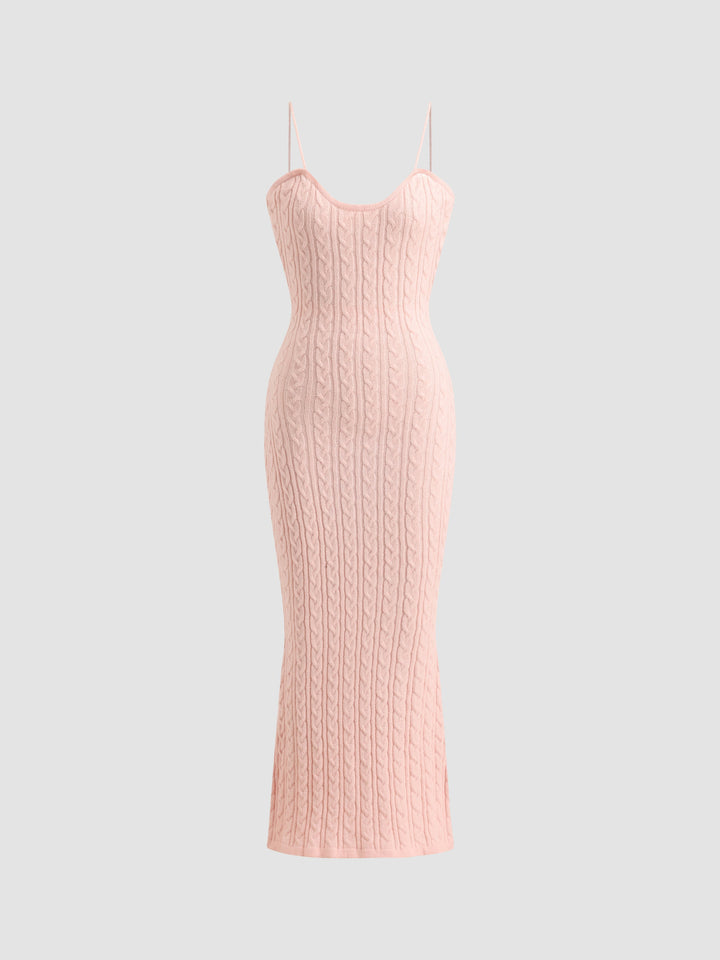 Cable Knit U-Neck Slip Dress