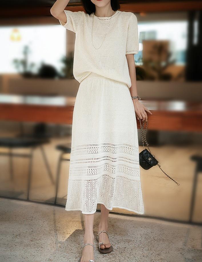 Bohemian Vest +T-shirt + Skirt Set