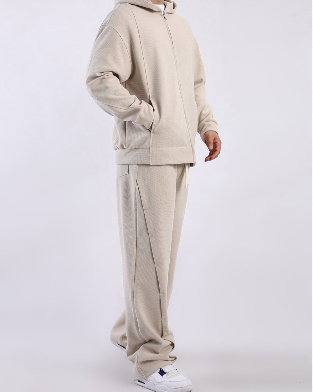 Waffle Textured Relaxed Fit Sweatpants - Ahaselected