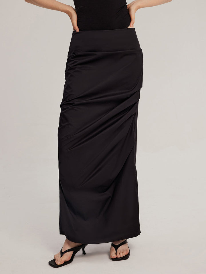 Low-waisted Ruched Maxi Skirt