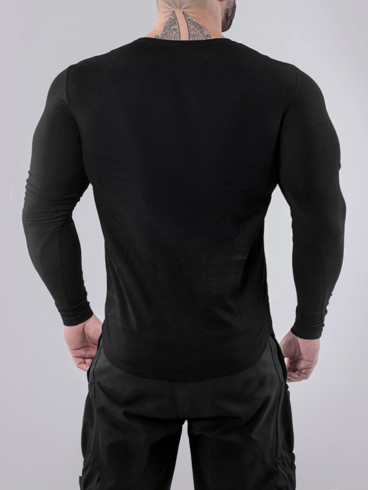 Crewneck Muscle Fit Long Sleeves T-shirt Baselayer - Ahaselected