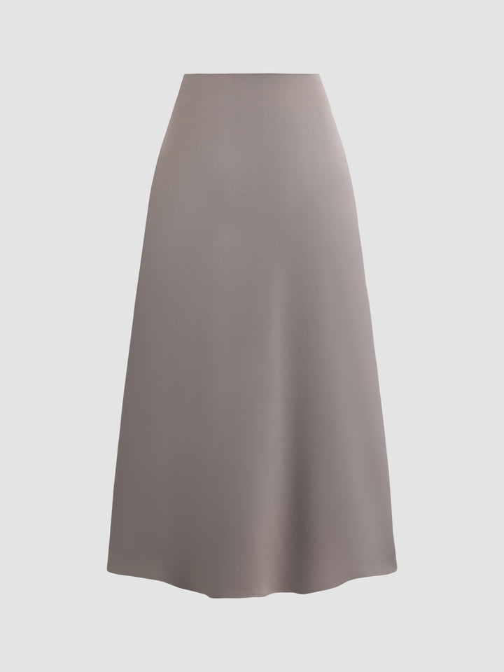 Sleek Satin A-Line Long Skirt