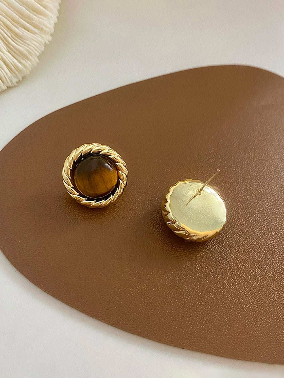 Natural Stone Twist Jewel Stud Earrings - Ahaselected