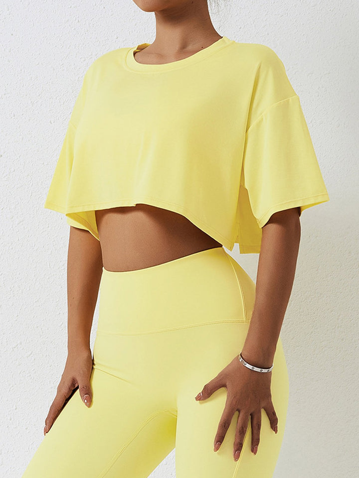 Recycle Loose Versatile Cropped Sports T-shirt