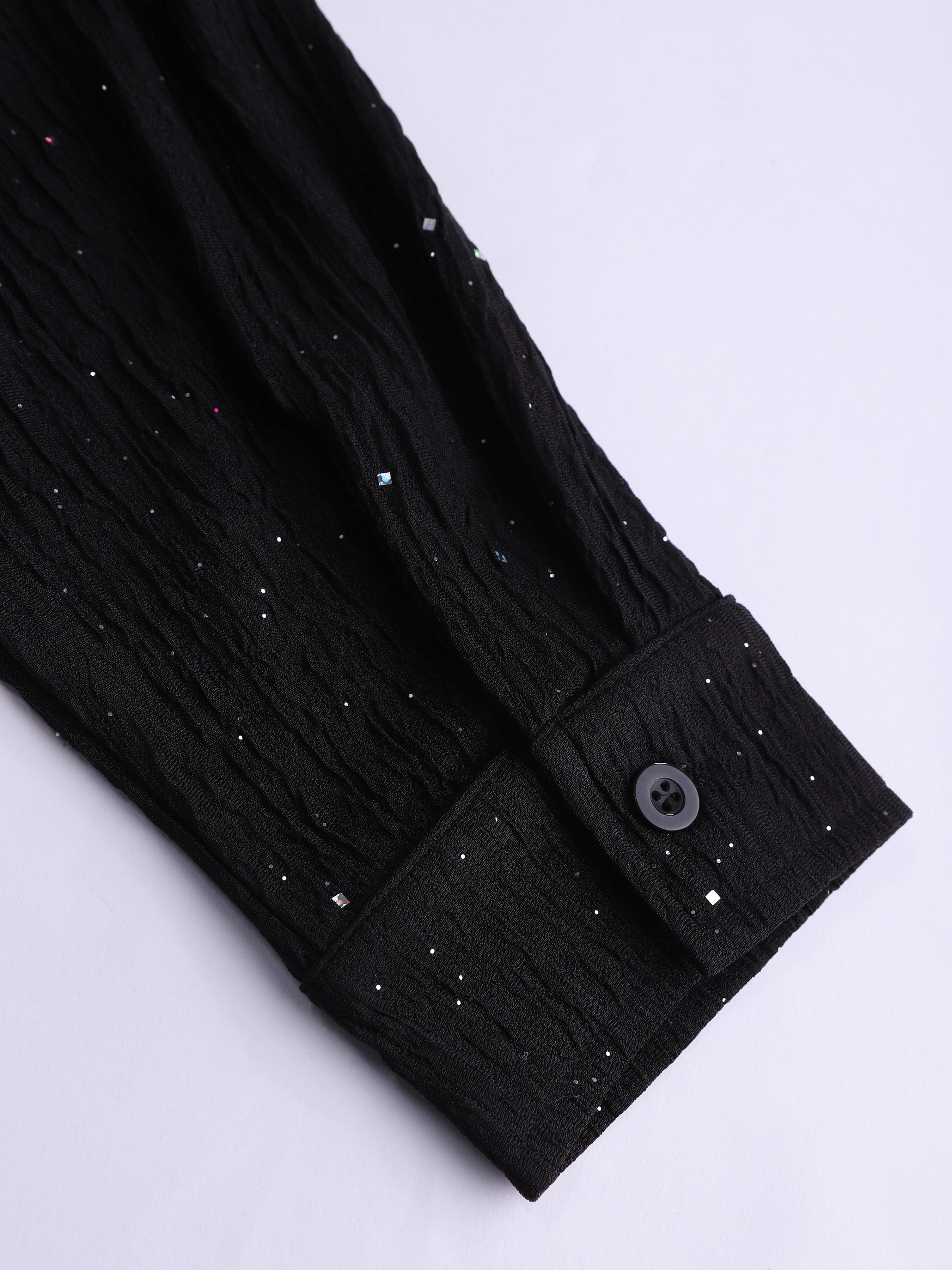 Women's Textured Sequined Oversized Shirt - Ahaselected