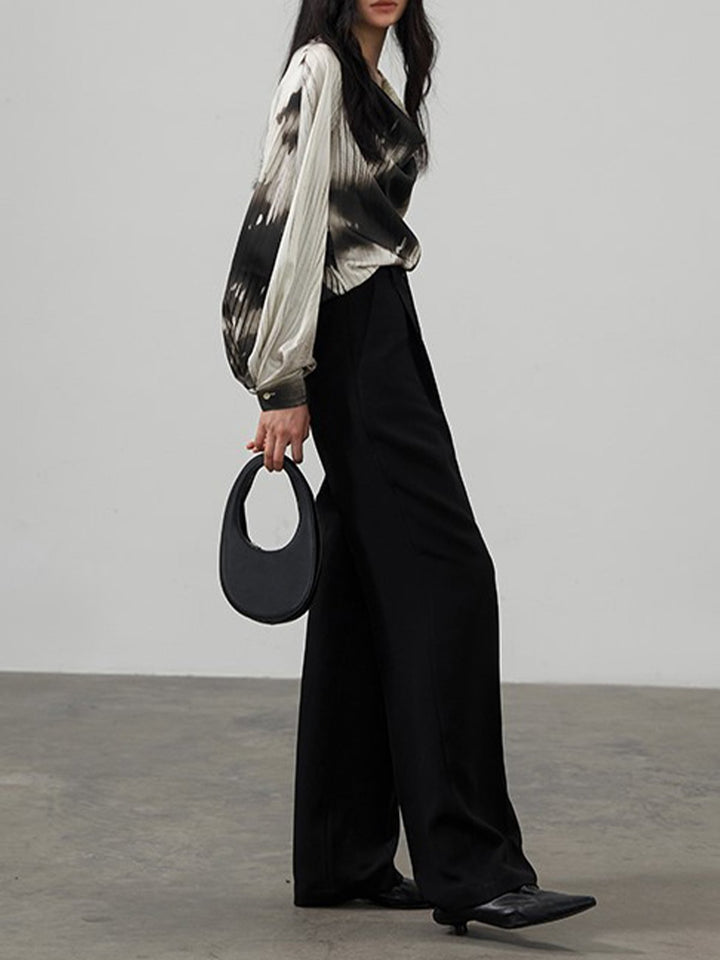 Swing Collar Ink Printing Relaxed Shirt