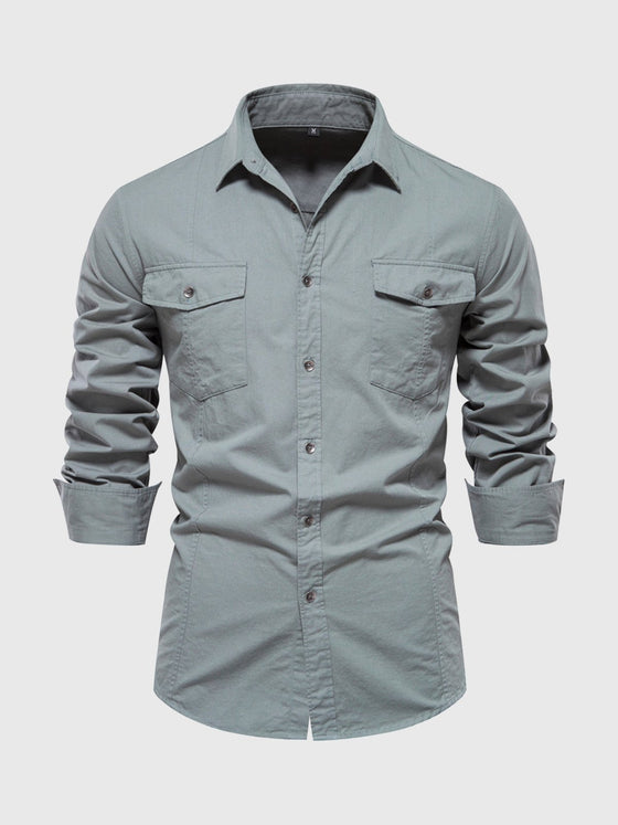 Cargo Long Sleeve Cotton Shirt - Ahaselected
