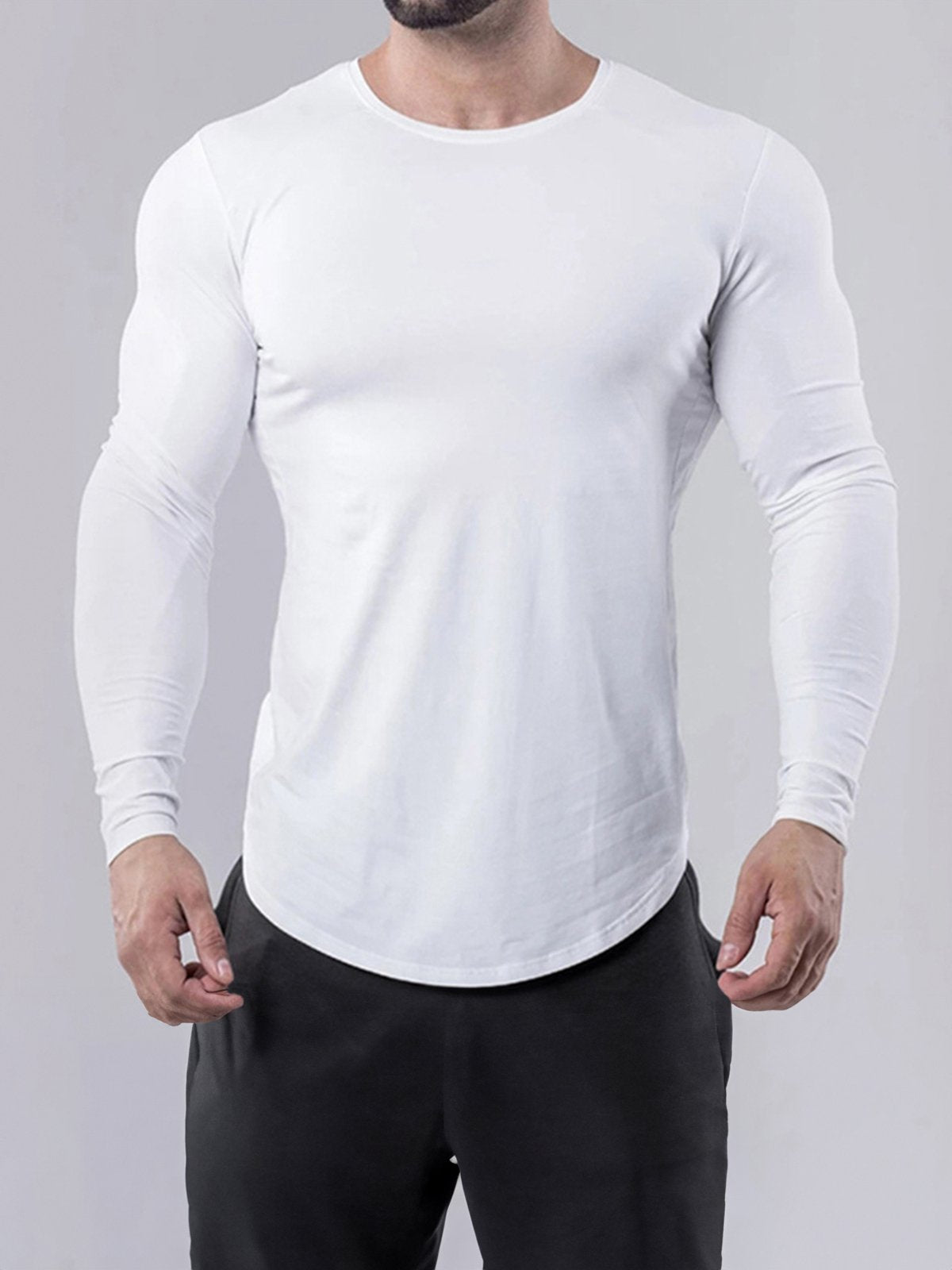 Crewneck Muscle Fit Long Sleeves T-shirt Baselayer - Ahaselected