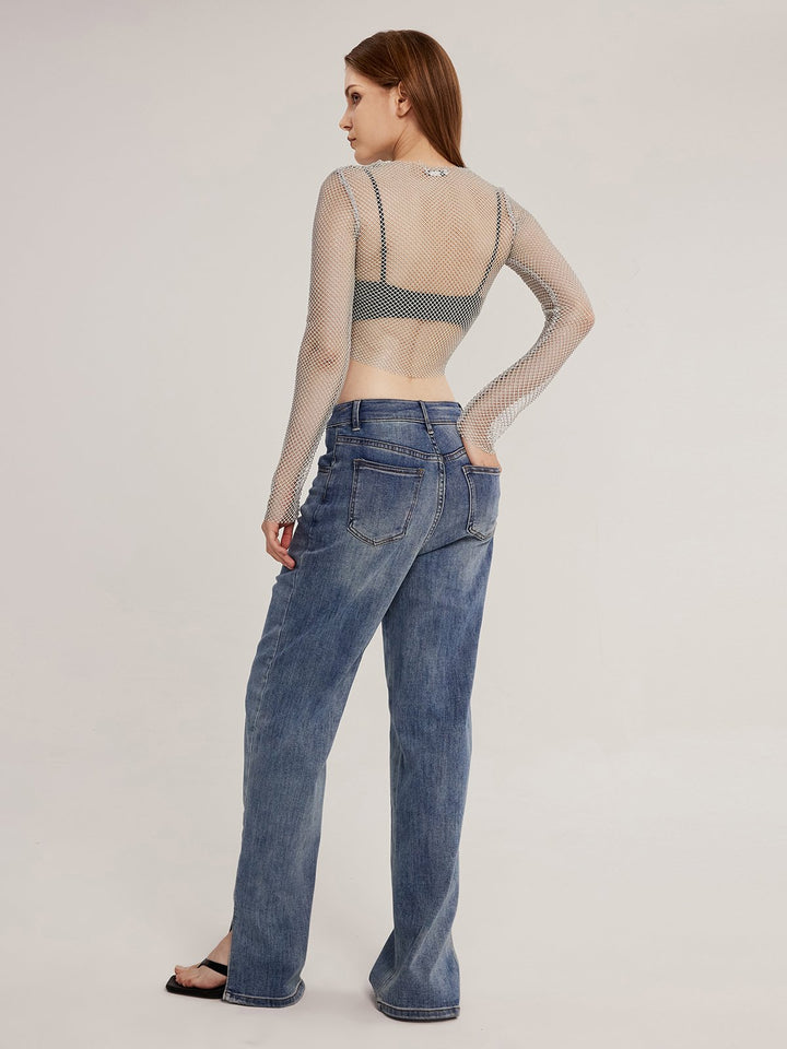 Slit Hem Straight Leg Jeans