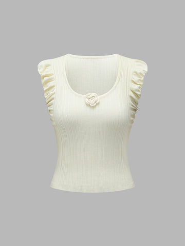 3D Floral Embellished Knit Vest