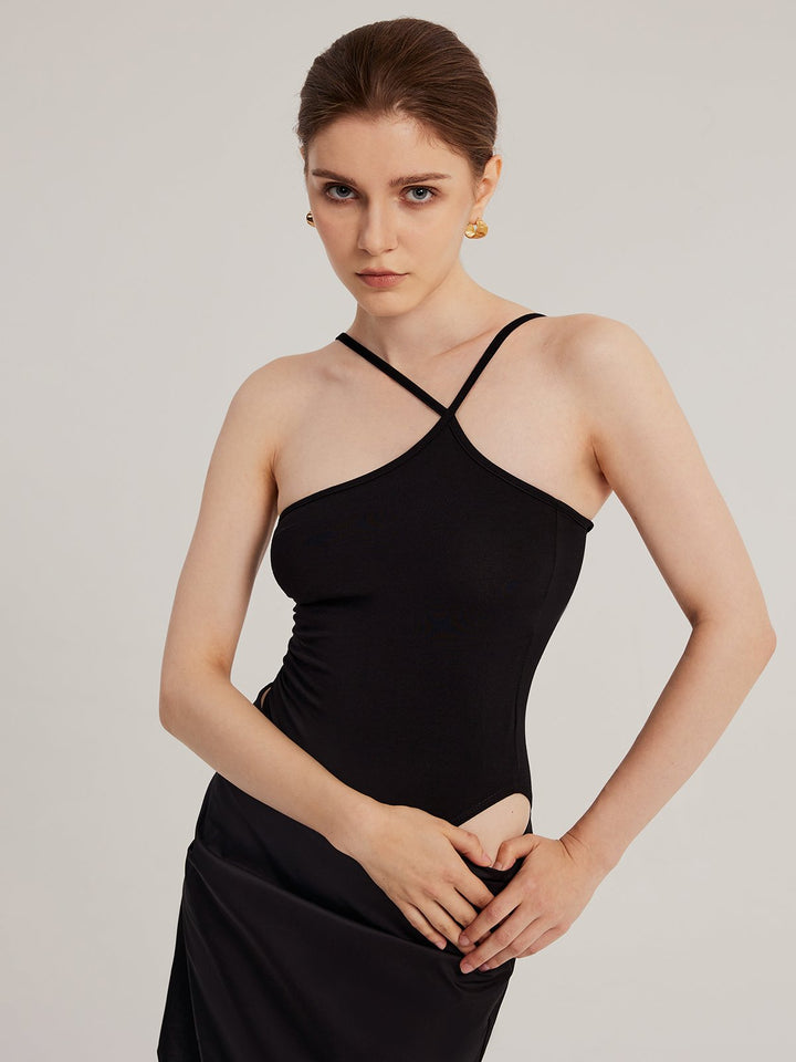 Slinky Asymmetrical Straps Bodysuit