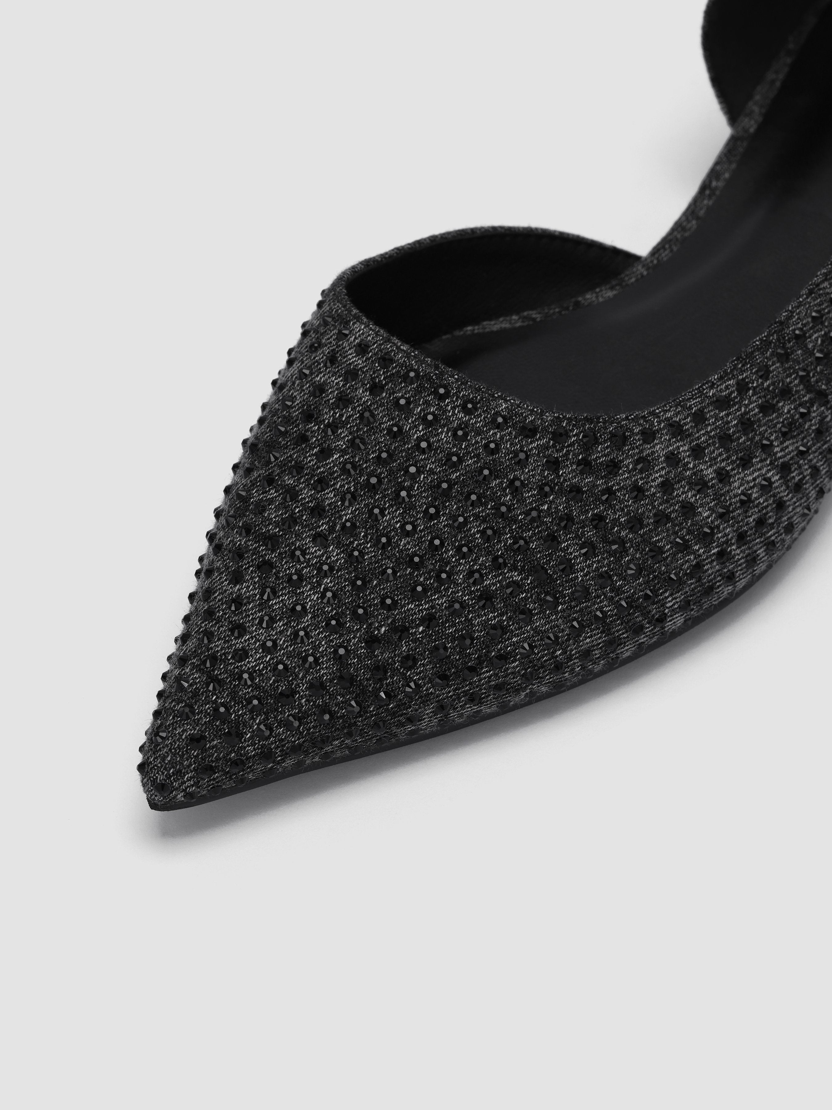 Pointed Toe Rhinestone Flats - Ahaselected
