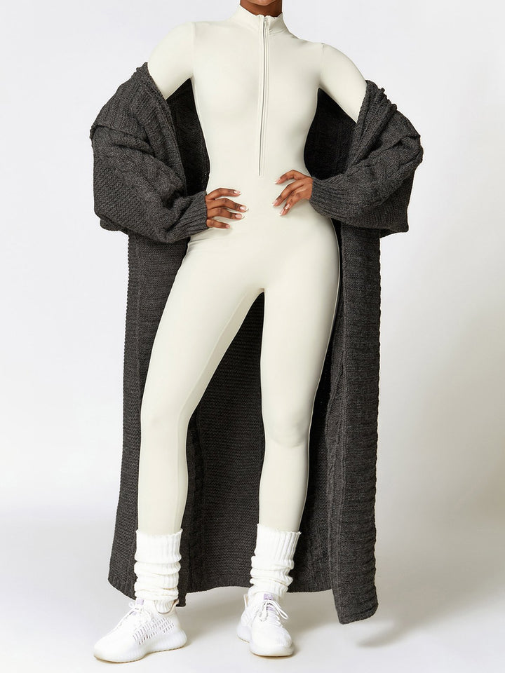 Winter Skinny Fleece-lined Zipper Junpsuit
