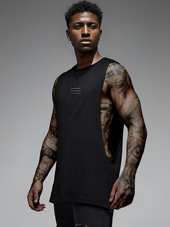 Athletic Drop Armhole Cotton Stretch Tank Top - Ahaselected