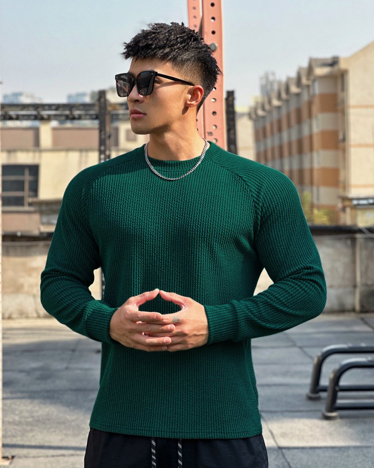 Snake Pattern Shoulder Cut Pullover Long Sleeve Shirt - Ahaselected
