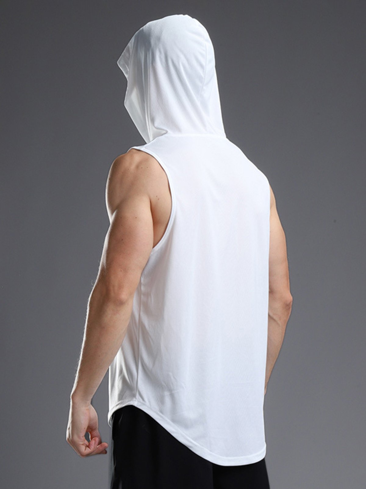 Workout Hooded Tank Curved Hem - Ahaselected