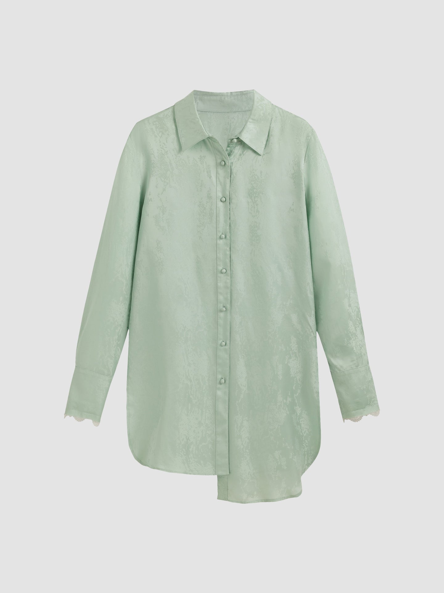 Satin Long Sleeve Irregular Shirtdress