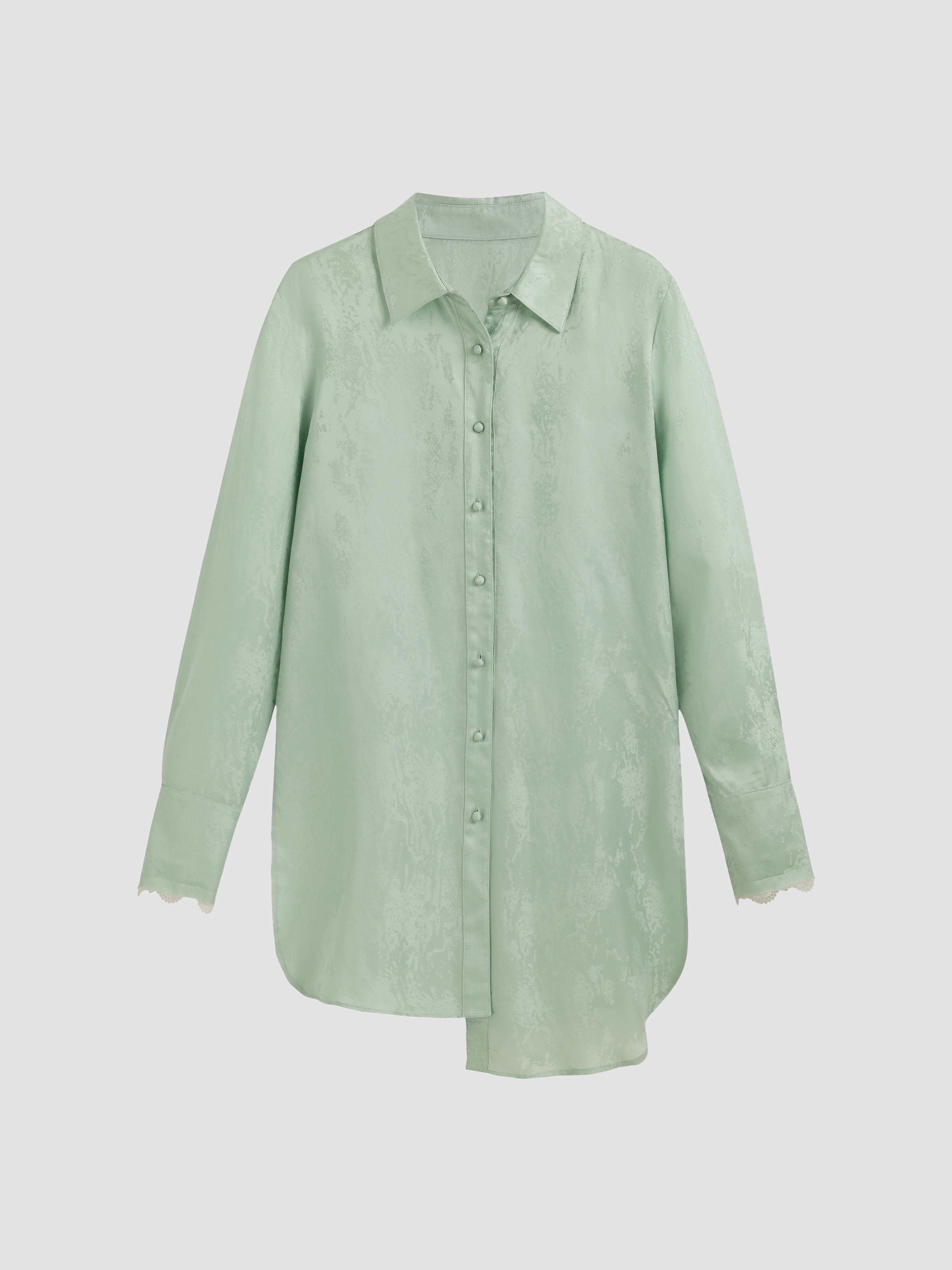 Satin Long Sleeve Irregular Shirtdress - Ahaselected