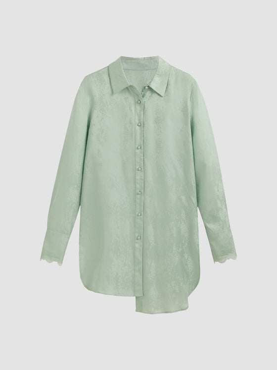 Satin Long Sleeve Irregular Shirtdress - Ahaselected