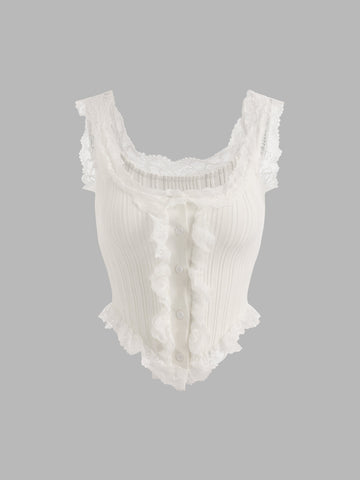 Women's Lace Trimmed Knitted Vest
