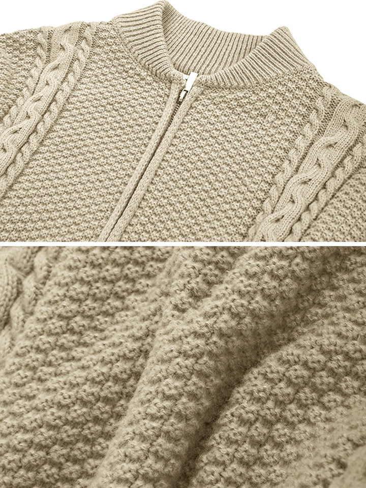 M's Cable Cardigan Pocket Knit Zipper Jacket