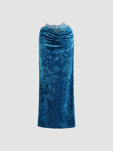 Lace Velvet Mermaid Midi Skirt