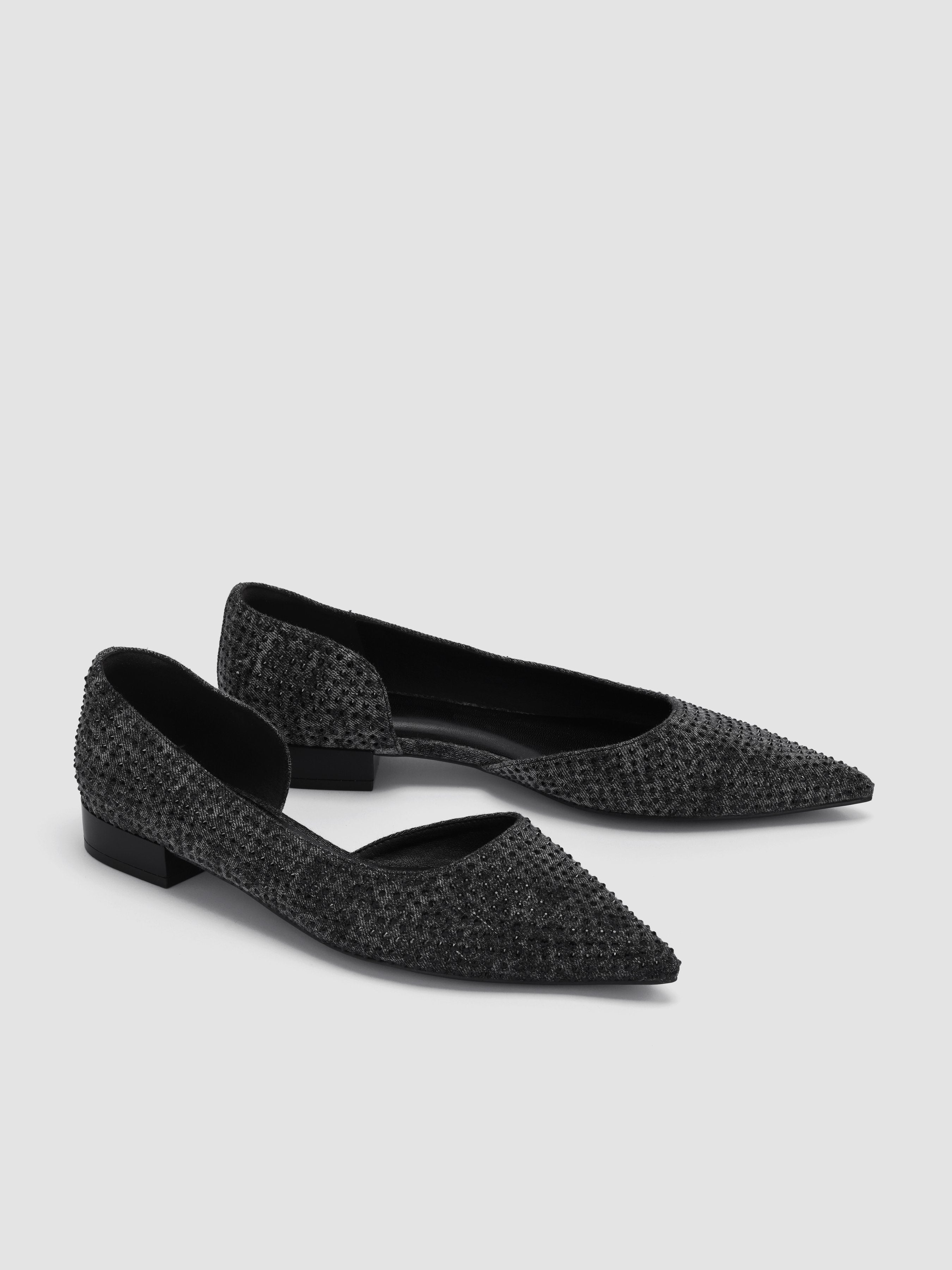 Pointed Toe Rhinestone Flats - Ahaselected