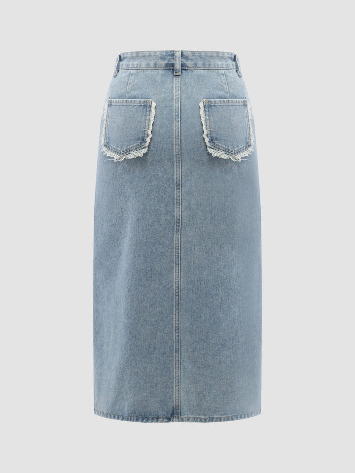 Women's Denim Tassel Skirt