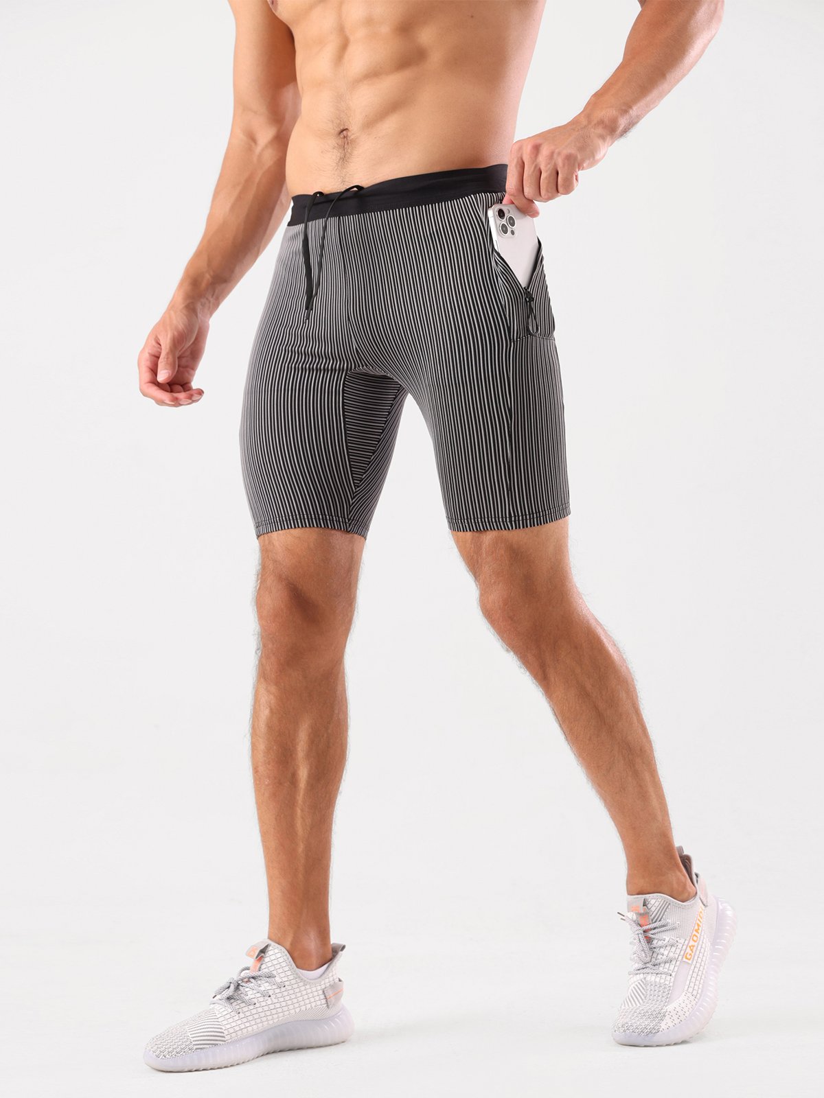 8" Pro Compression Lined Running Shorts with Zip Pockets - Ahaselected
