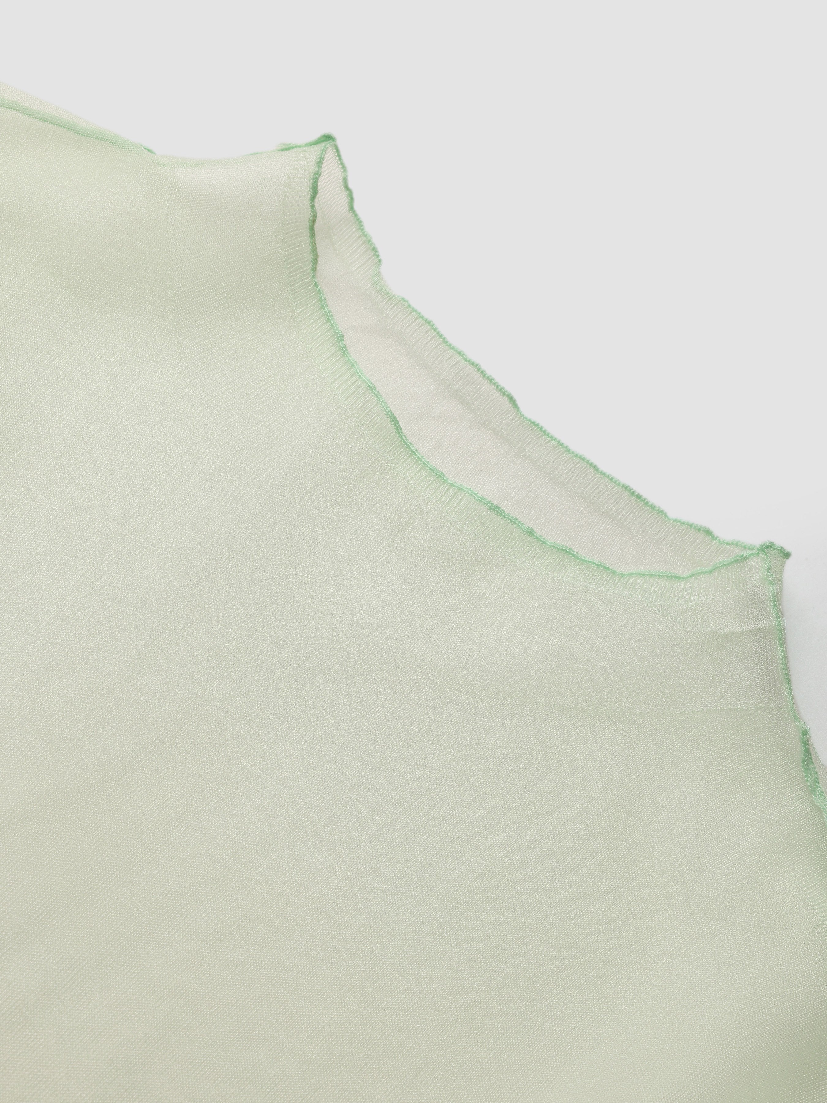 Mesh Sheer Turtleneck Long Sleeve T-shirt - Ahaselected