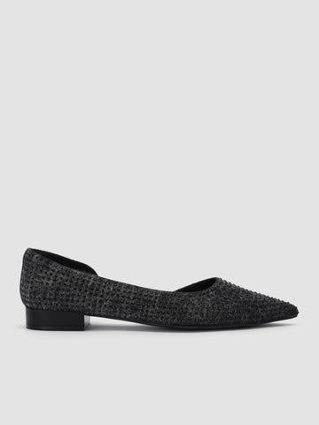 Flache Schuhe mit spitzer Spitze und Strasssteinen