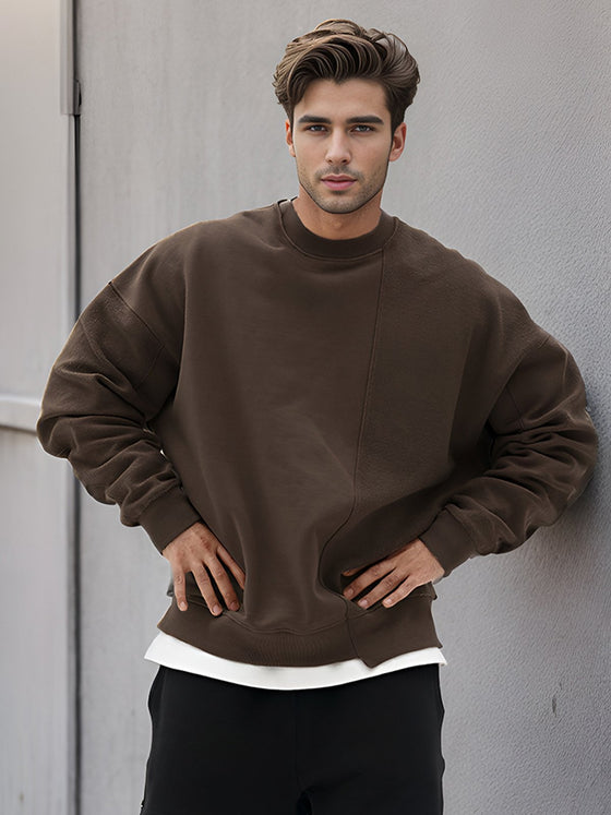 All Season Essential French Terry Patchwork Crew Sweatshirt - Ahaselected