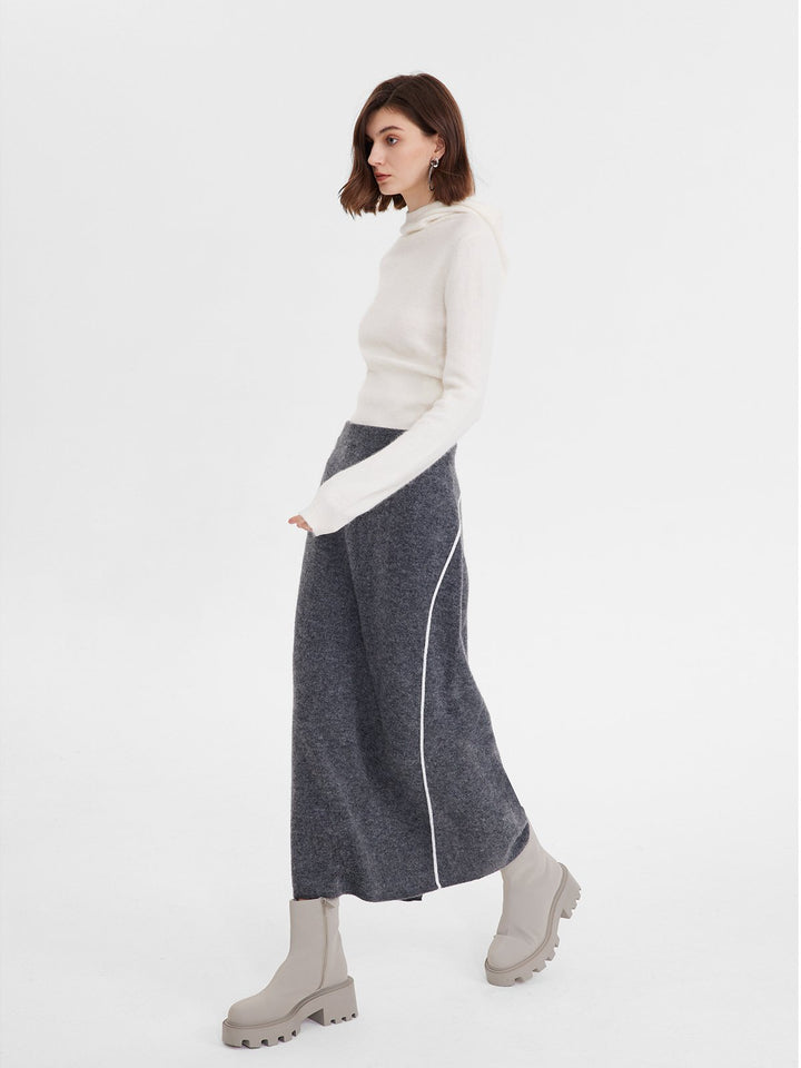 Cozy Color-Block Stretchy Long Skirt