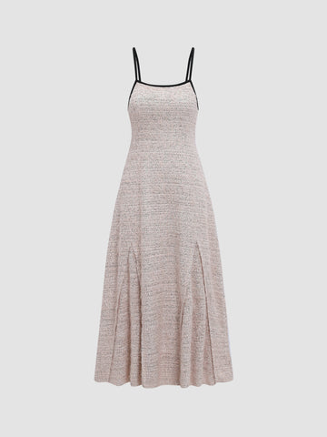 Colorblock Strappy Tweed Maxi Dress