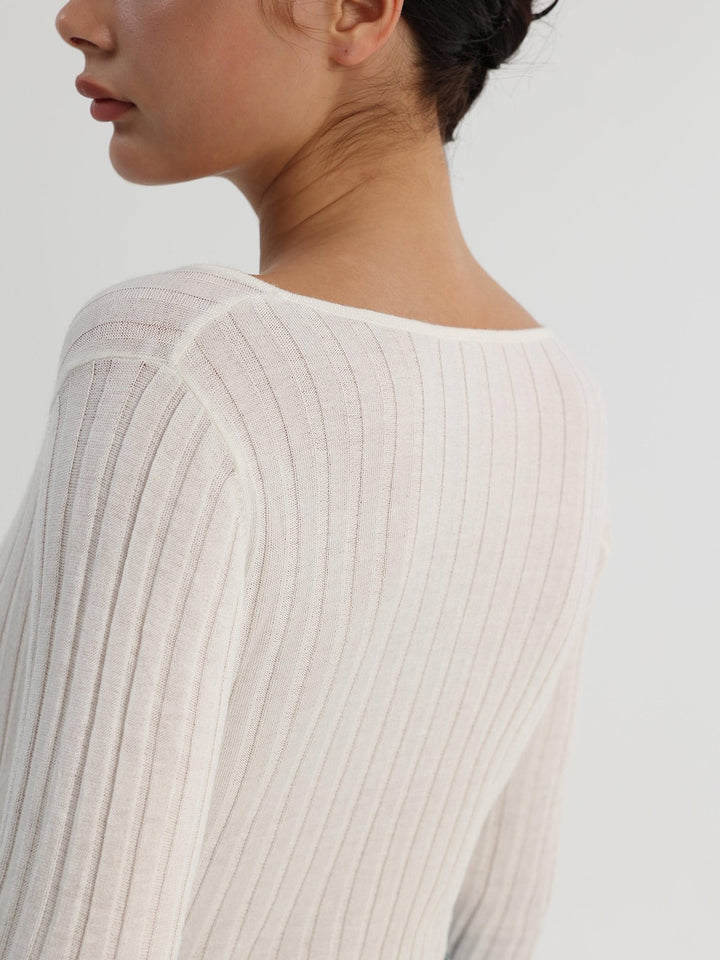 Wool Knit V-neck Sweater