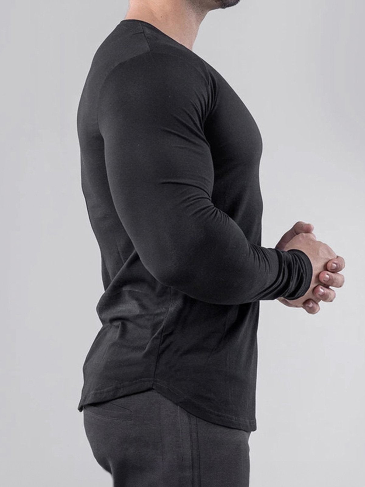 Crewneck Muscle Fit Long Sleeves T-shirt Baselayer - Ahaselected