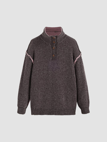 Colorblock Oversize Collared Sweater