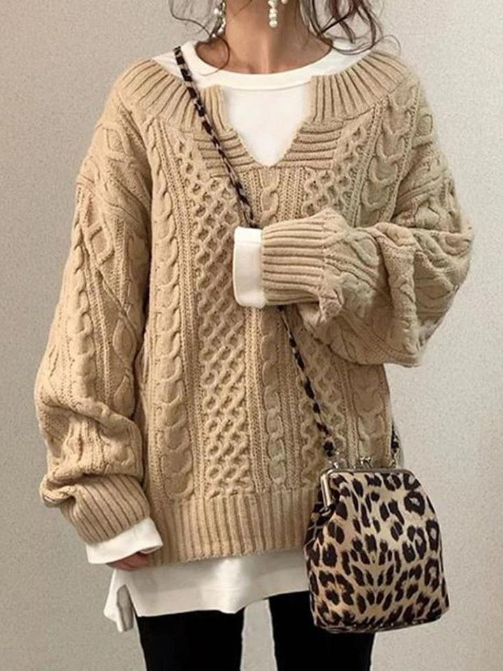 V-Neck Loose Drop Shoulder Sweater