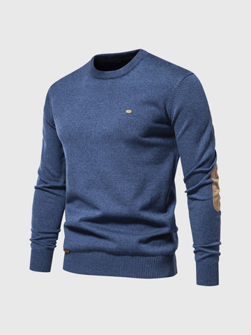 M's Crew Neck Sweater Elbow Patch Jumper