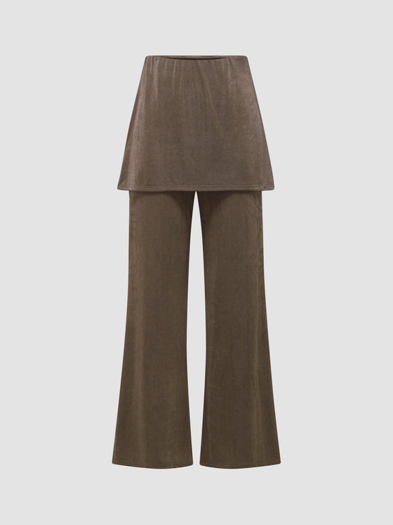 Zweiteilige, gerade gestrickte Hose im Faux-Look